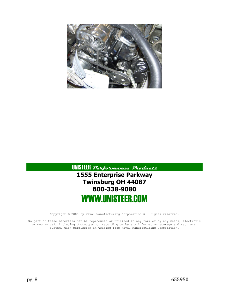 Unisteer, Performance products | Unisteer 8011110-01 Firebirf/Trans Am Power Rack & Pinion 1970-81 User Manual | Page 8 / 8