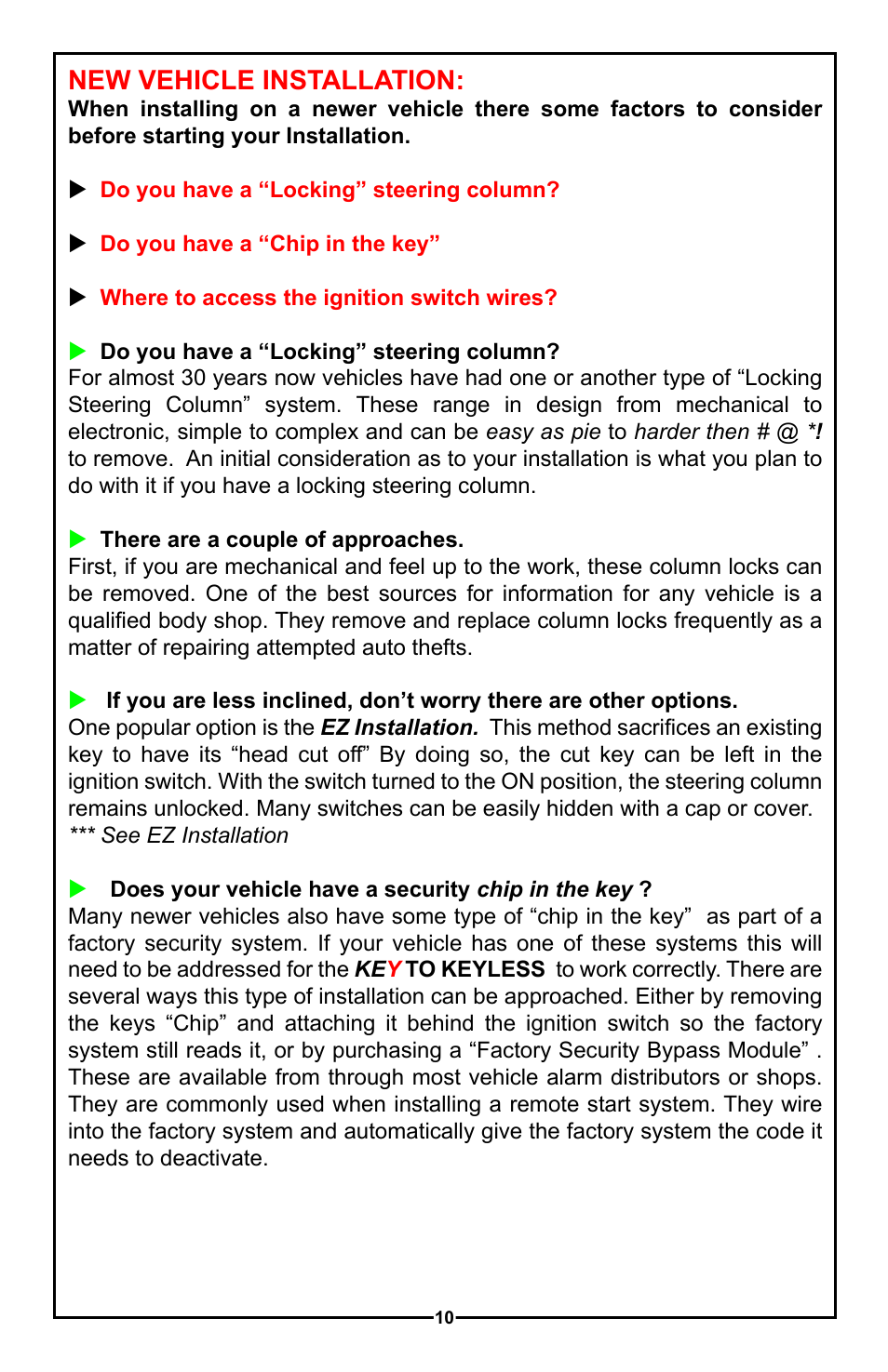 New vehicle installation | Unisteer Ididit Keyless Ignition User Manual | Page 11 / 24