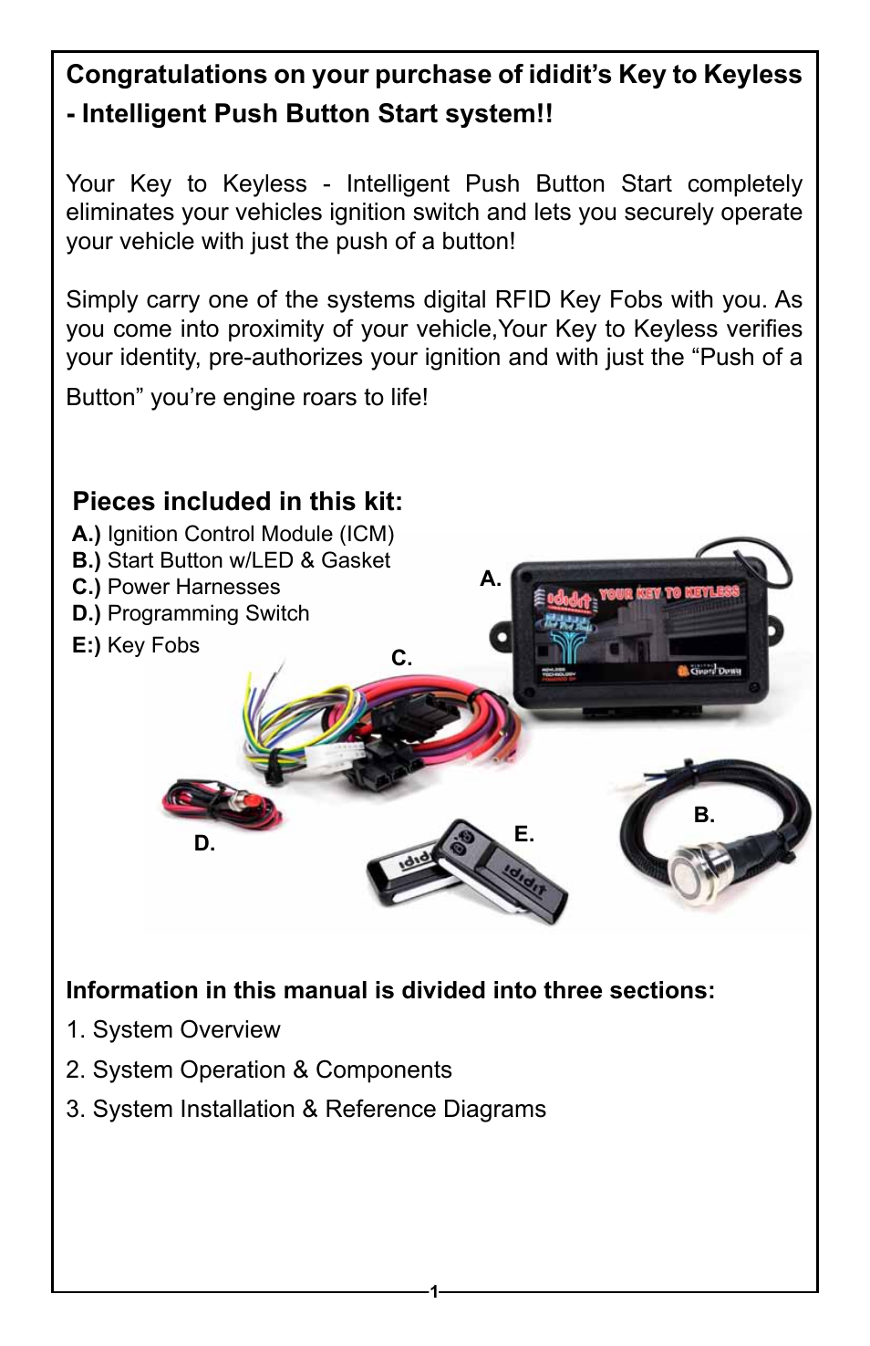 Unisteer Ididit Keyless Ignition User Manual | Page 2 / 24