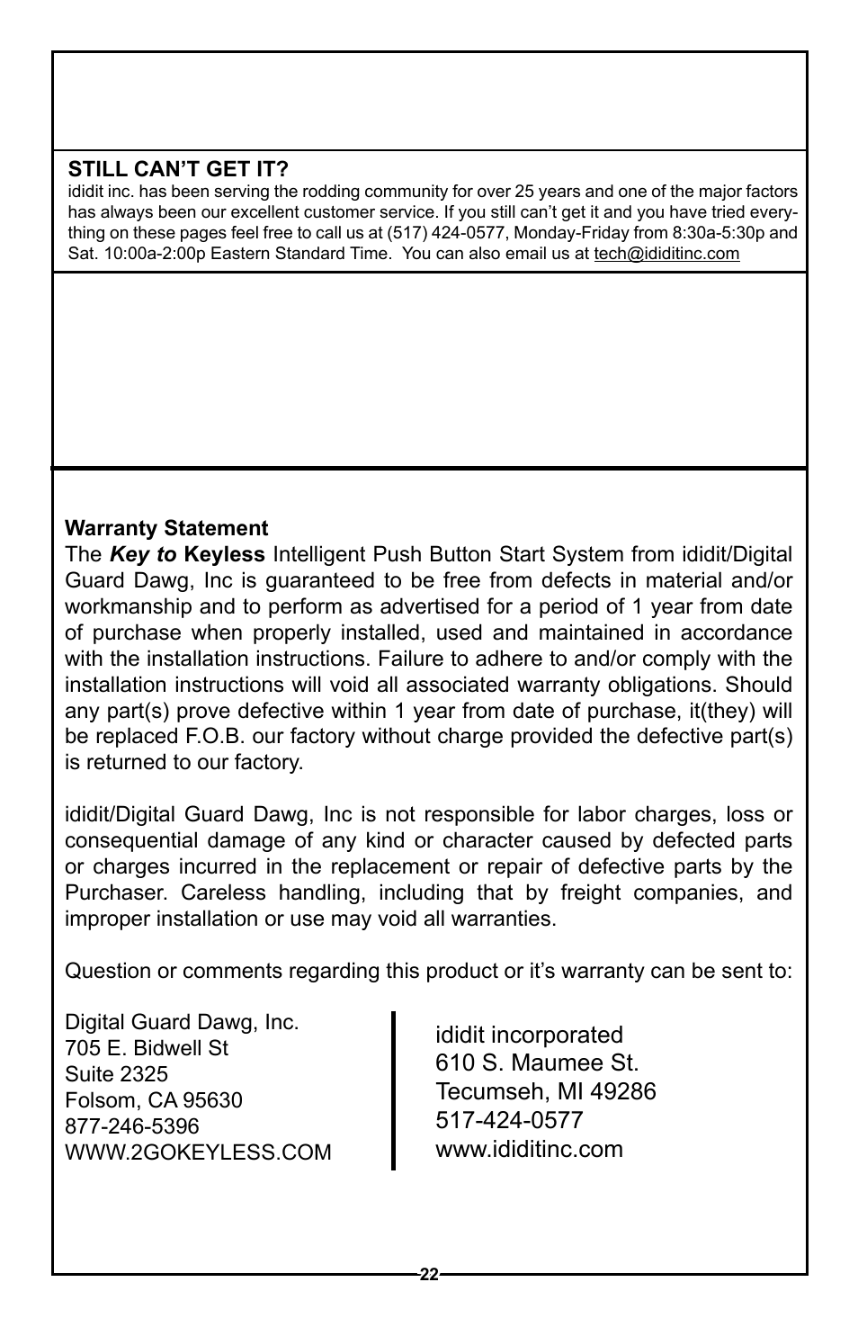 Unisteer Ididit Keyless Ignition User Manual | Page 23 / 24