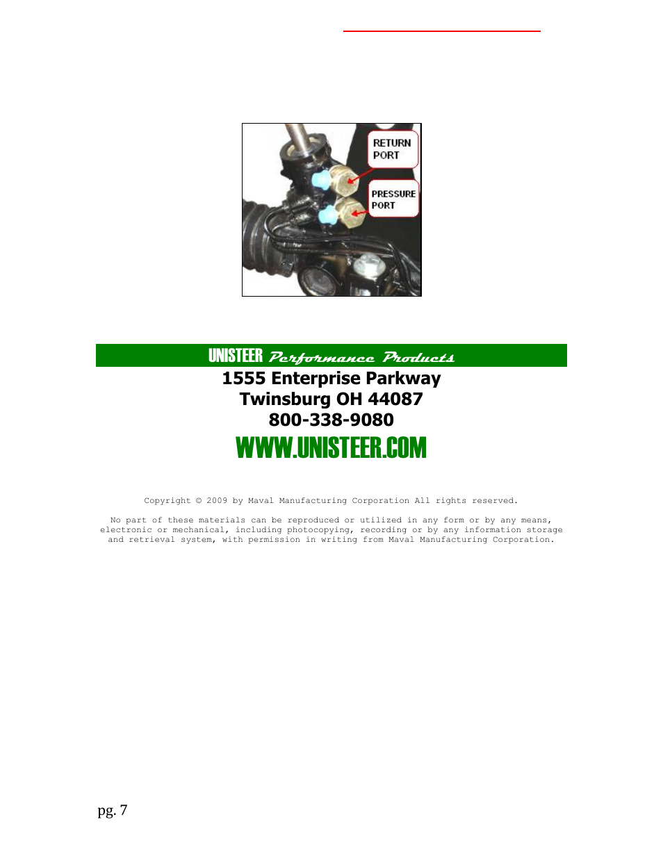 Unisteer, Performance products | Unisteer 8010660-01 MOPAR E-Body Rack & Pinion Kit User Manual | Page 7 / 7