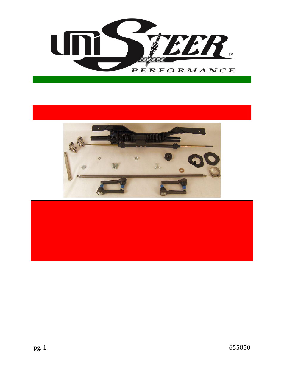 Unisteer 8001120-01 Mustang 1965-Early 1967 User Manual | 10 pages