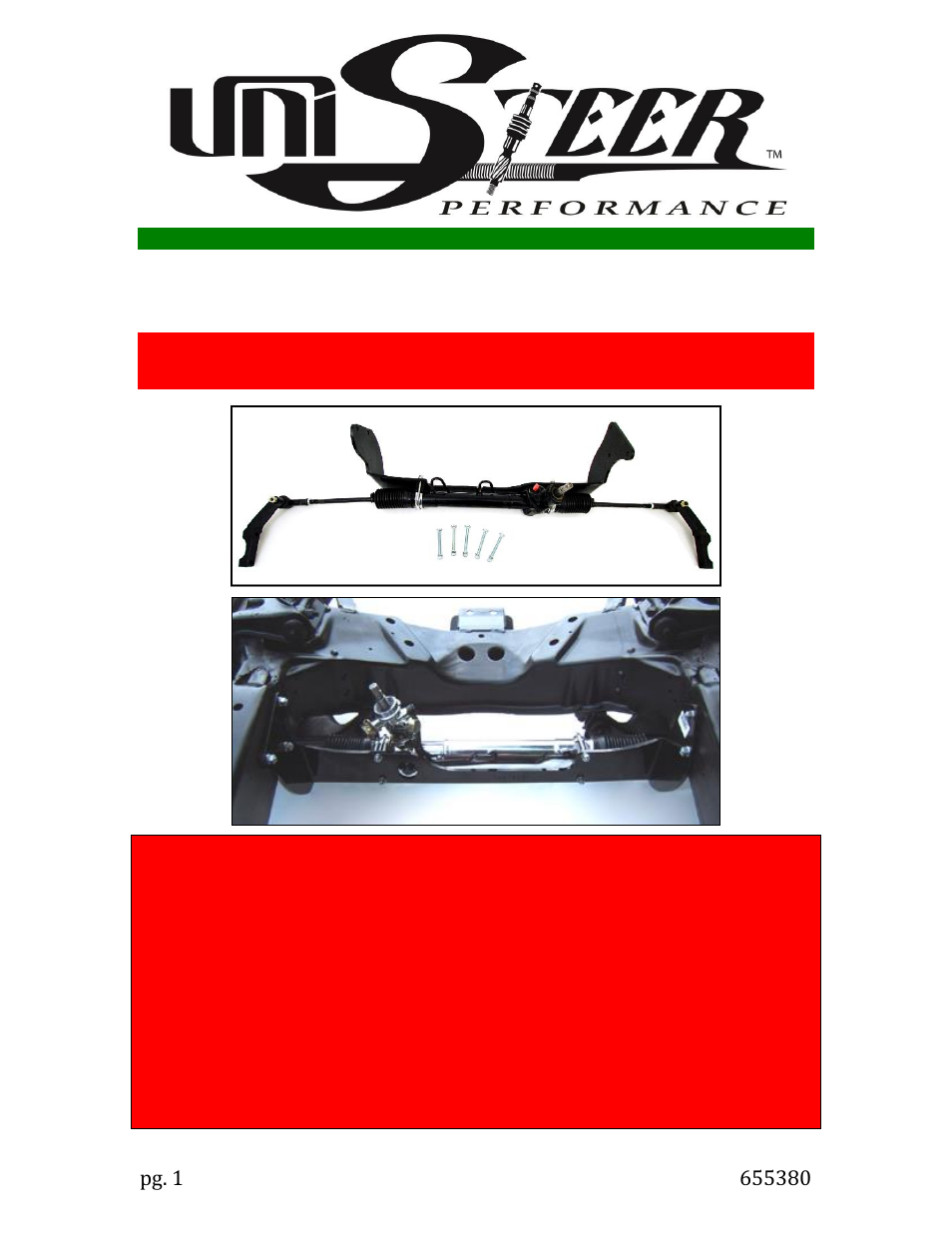 Unisteer 8010400-02 Tri-Five Chevy Rack & Pinion Kit 1955-57 User Manual | 7 pages