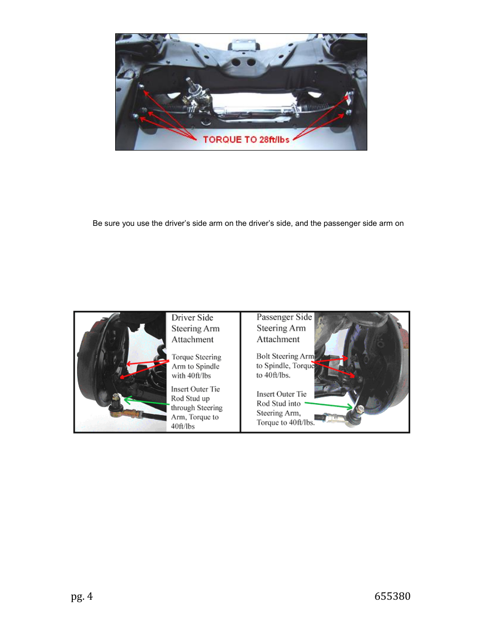 Installing the rack and pinion | Unisteer 8010400-02 Tri-Five Chevy Rack & Pinion Kit 1955-57 User Manual | Page 4 / 7