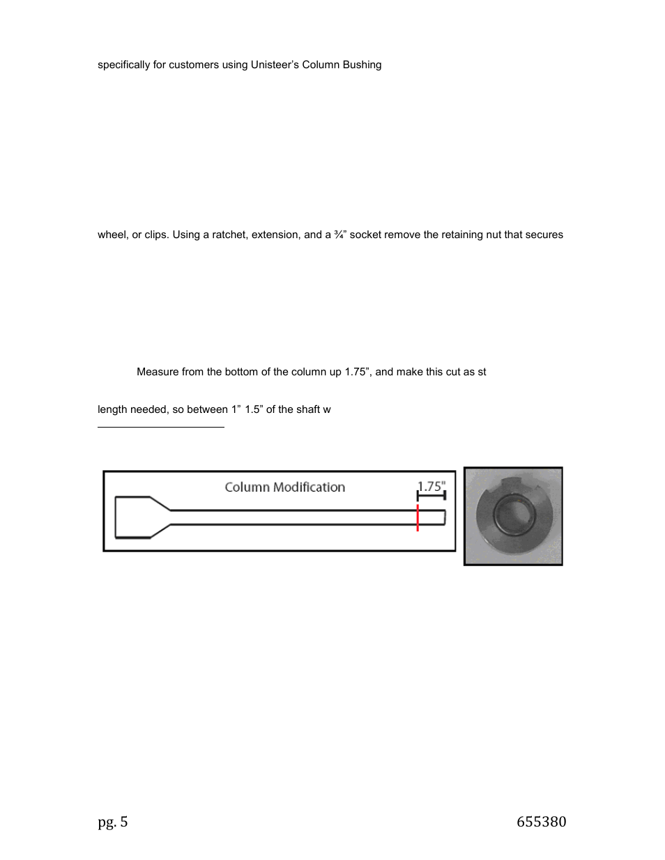 Column modification | Unisteer 8010400-02 Tri-Five Chevy Rack & Pinion Kit 1955-57 User Manual | Page 5 / 7