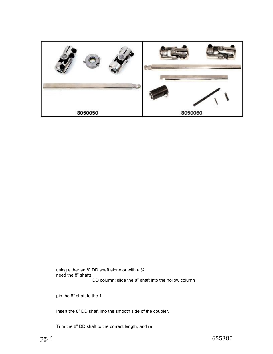 For stock column shift steering columns | Unisteer 8010400-02 Tri-Five Chevy Rack & Pinion Kit 1955-57 User Manual | Page 6 / 7