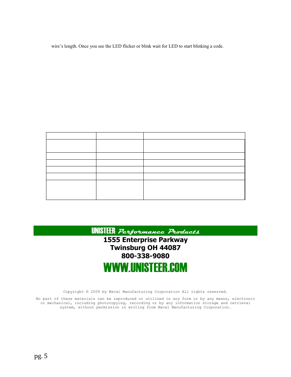 Unisteer, Performance products | Unisteer 8051500 Universal Electra-Steer User Manual | Page 5 / 5