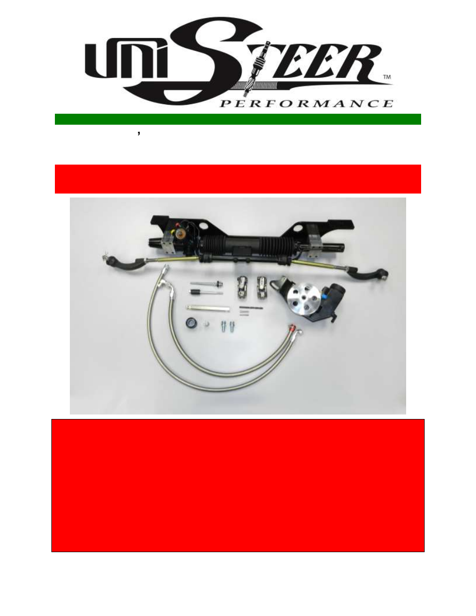 Unisteer 8012250-01 Ford Maverick Rack Kit 1970-77 User Manual | 15 pages