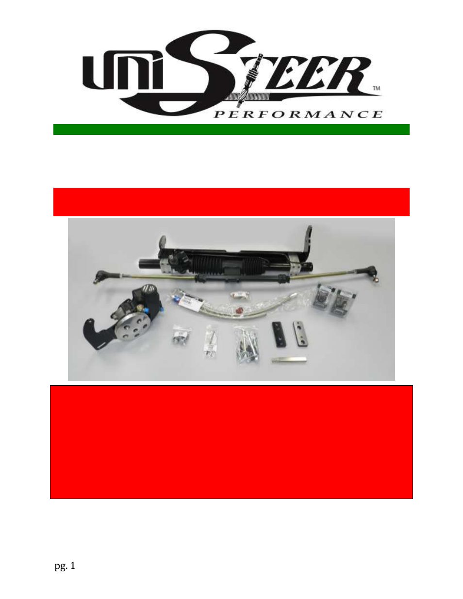 Unisteer 8012170-01 Pontiac Gto Power R&P Kit 1964-67 User Manual | 12 pages
