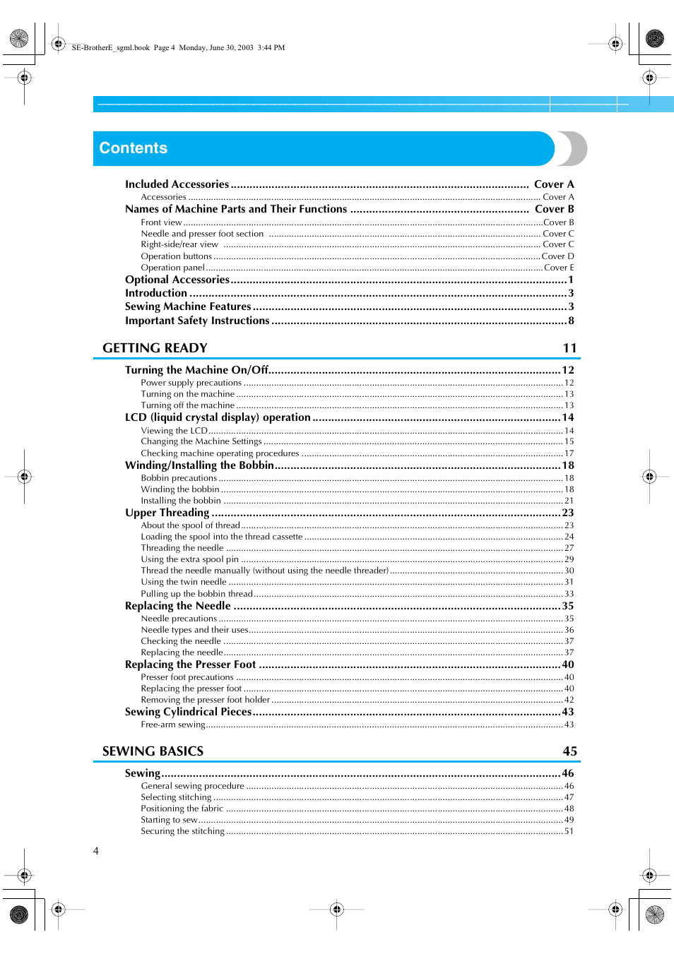 Brother HE 120 User Manual | Page 10 / 183
