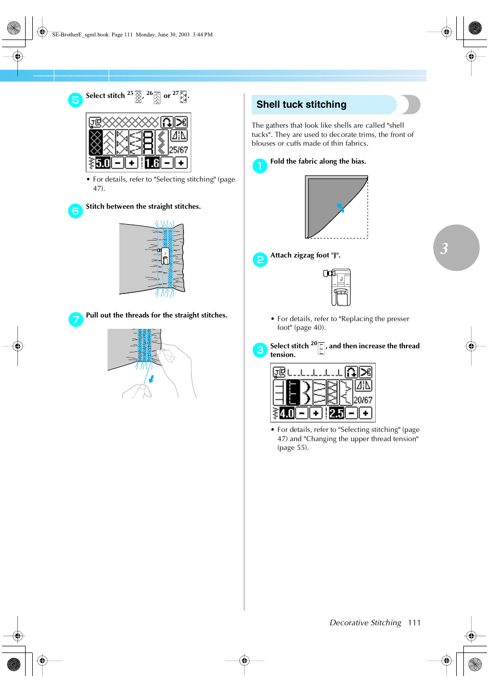 Shell tuck stitching | Brother HE 120 User Manual | Page 117 / 183