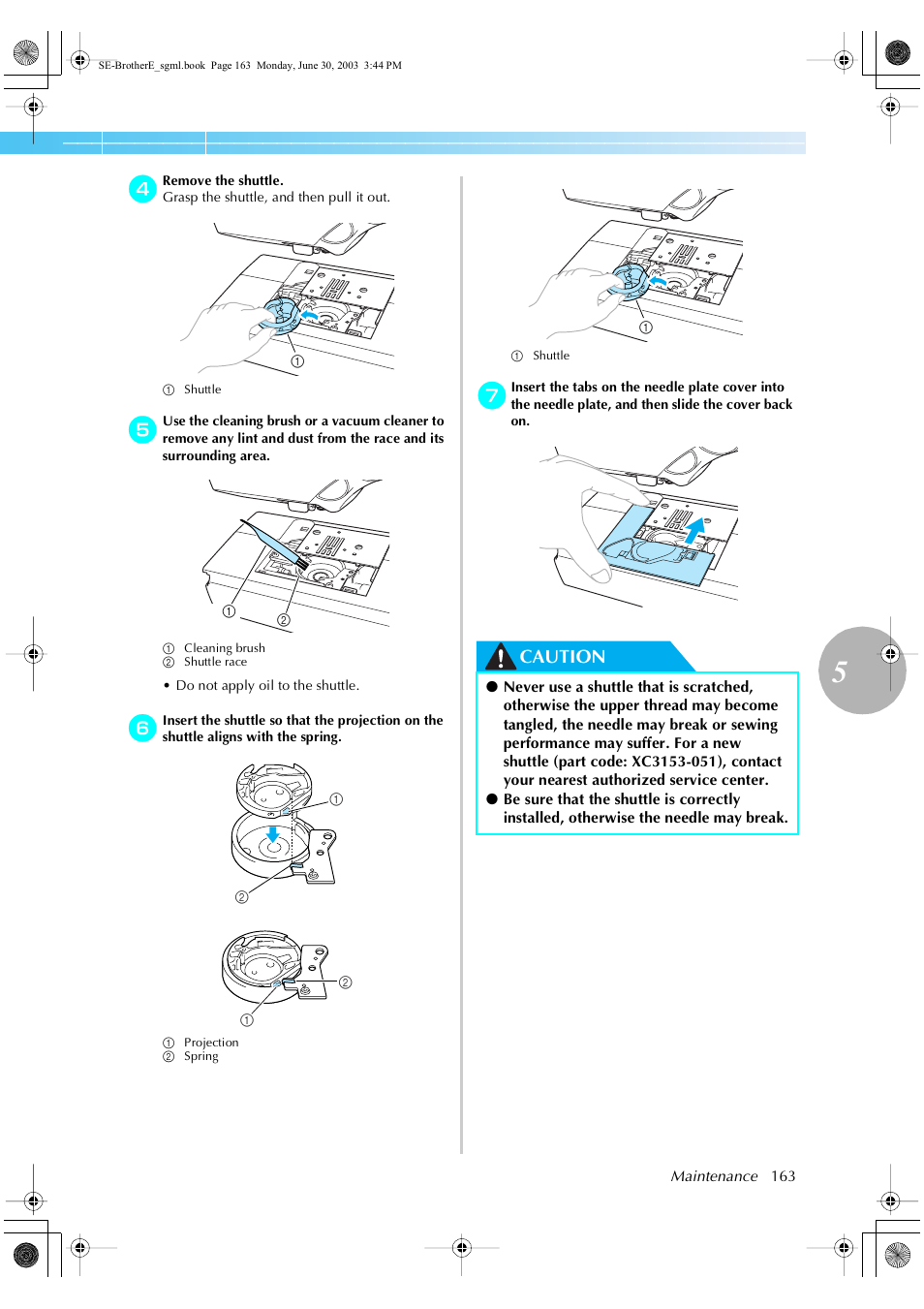 Caution | Brother HE 120 User Manual | Page 169 / 183