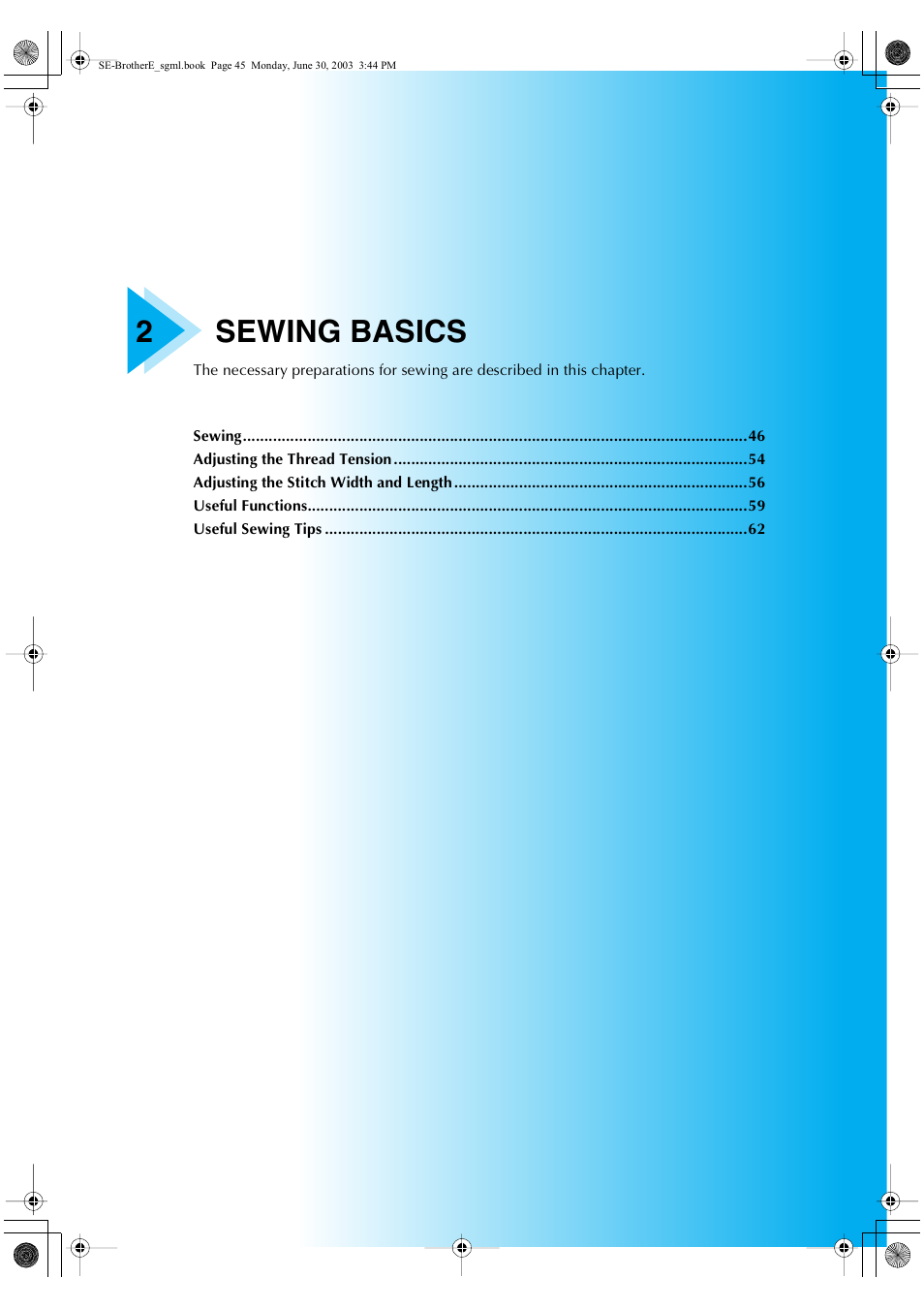 2sewing basics | Brother HE 120 User Manual | Page 51 / 183