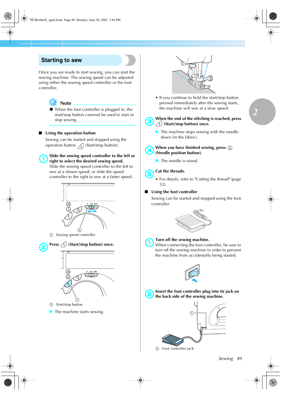 Starting to sew | Brother HE 120 User Manual | Page 55 / 183