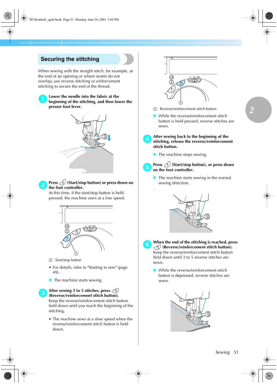 Securing the stitching | Brother HE 120 User Manual | Page 57 / 183