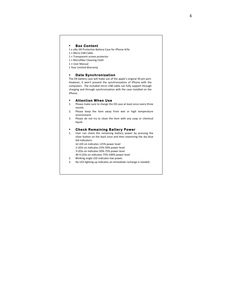 uNu DX Protective Battery Case For iPhone 4 / 4S User Manual | Page 4 / 8