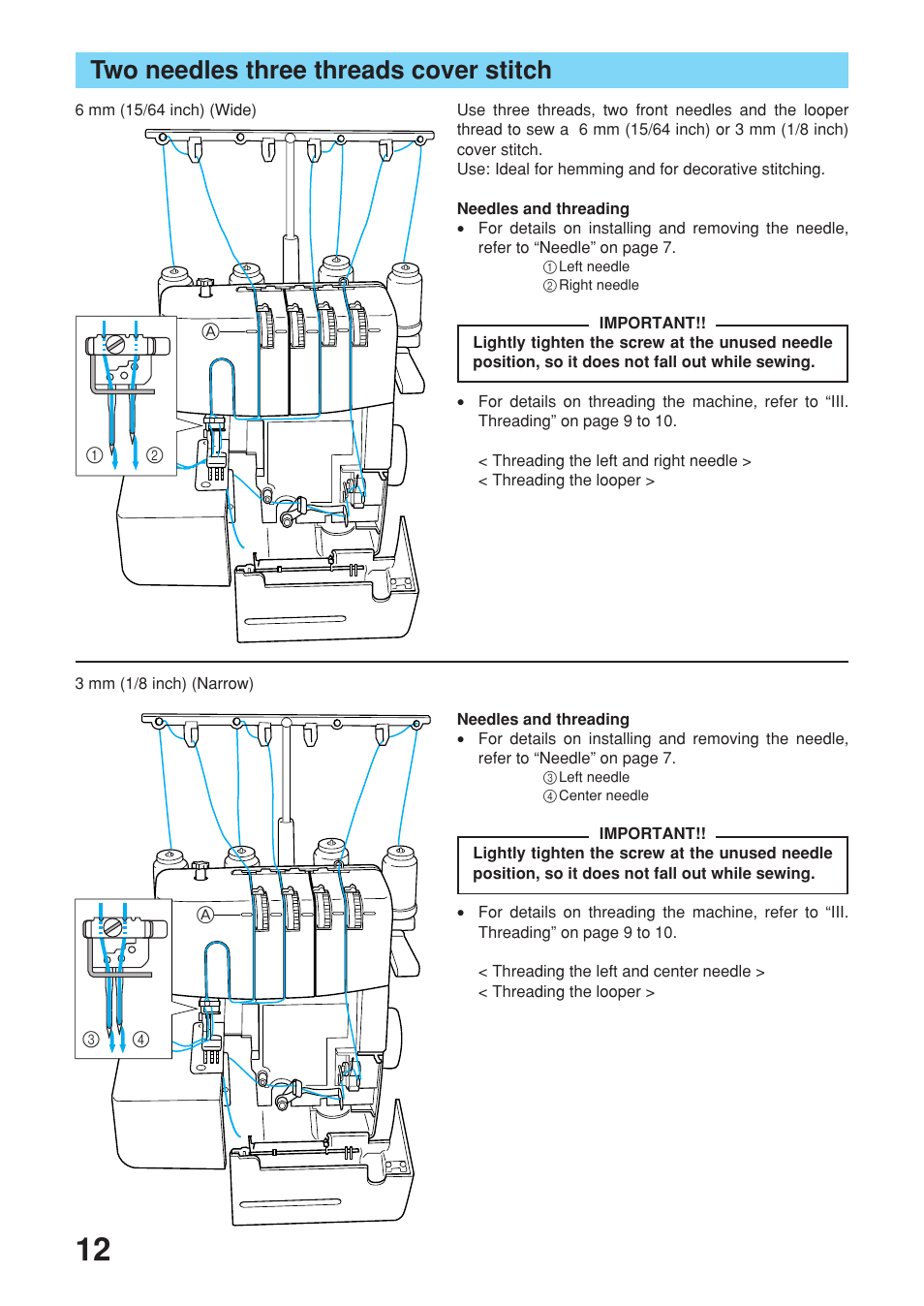 Two needles three threads cover stitch | Brother 2340CV User Manual | Page 14 / 40