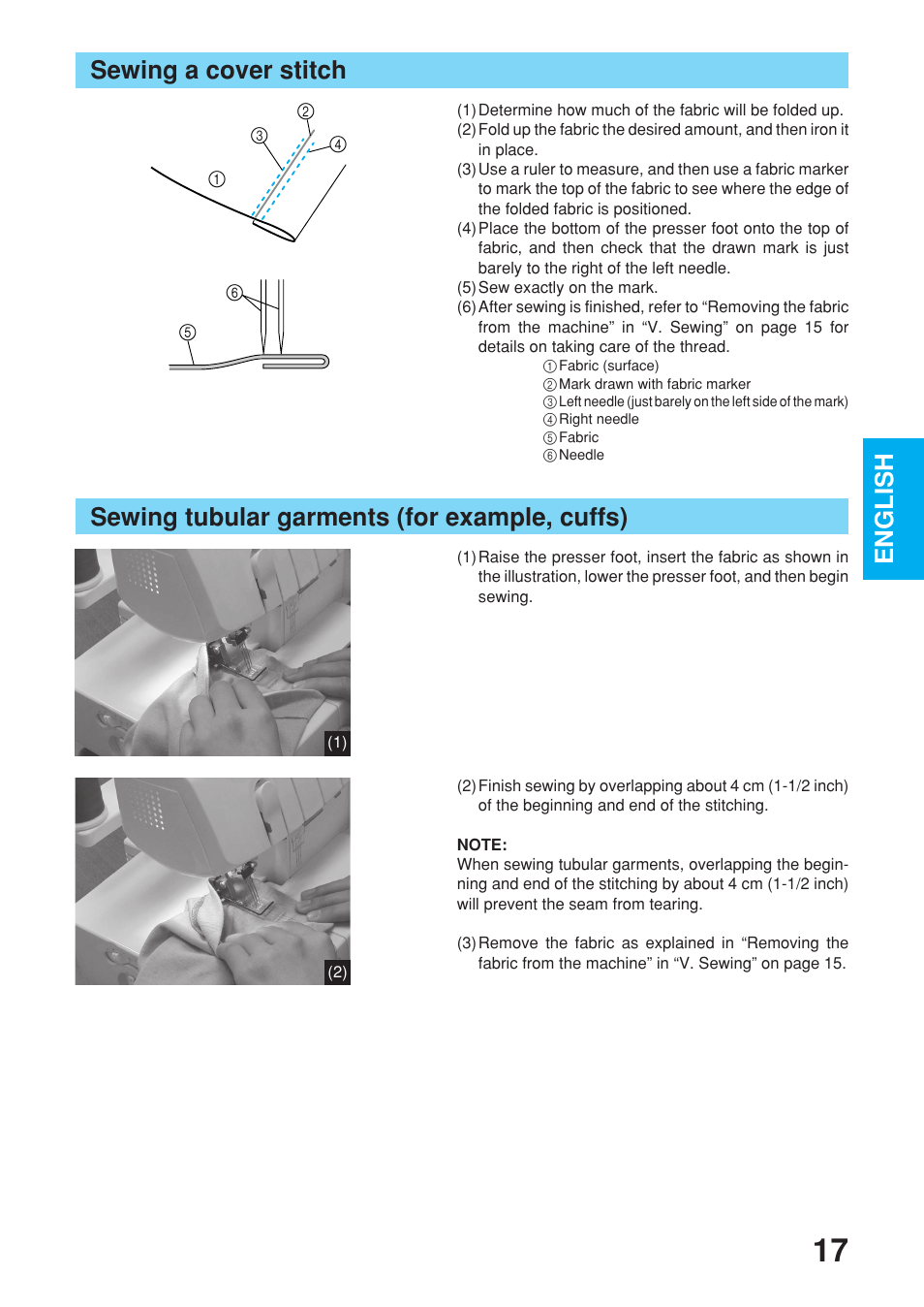 Sewing a cover stitch | Brother 2340CV User Manual | Page 19 / 40