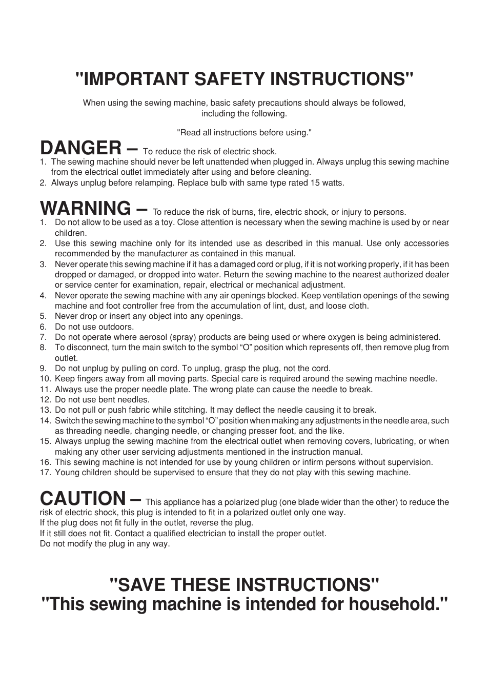 Danger, Warning, Caution | Important safety instructions | Brother 2340CV User Manual | Page 2 / 40