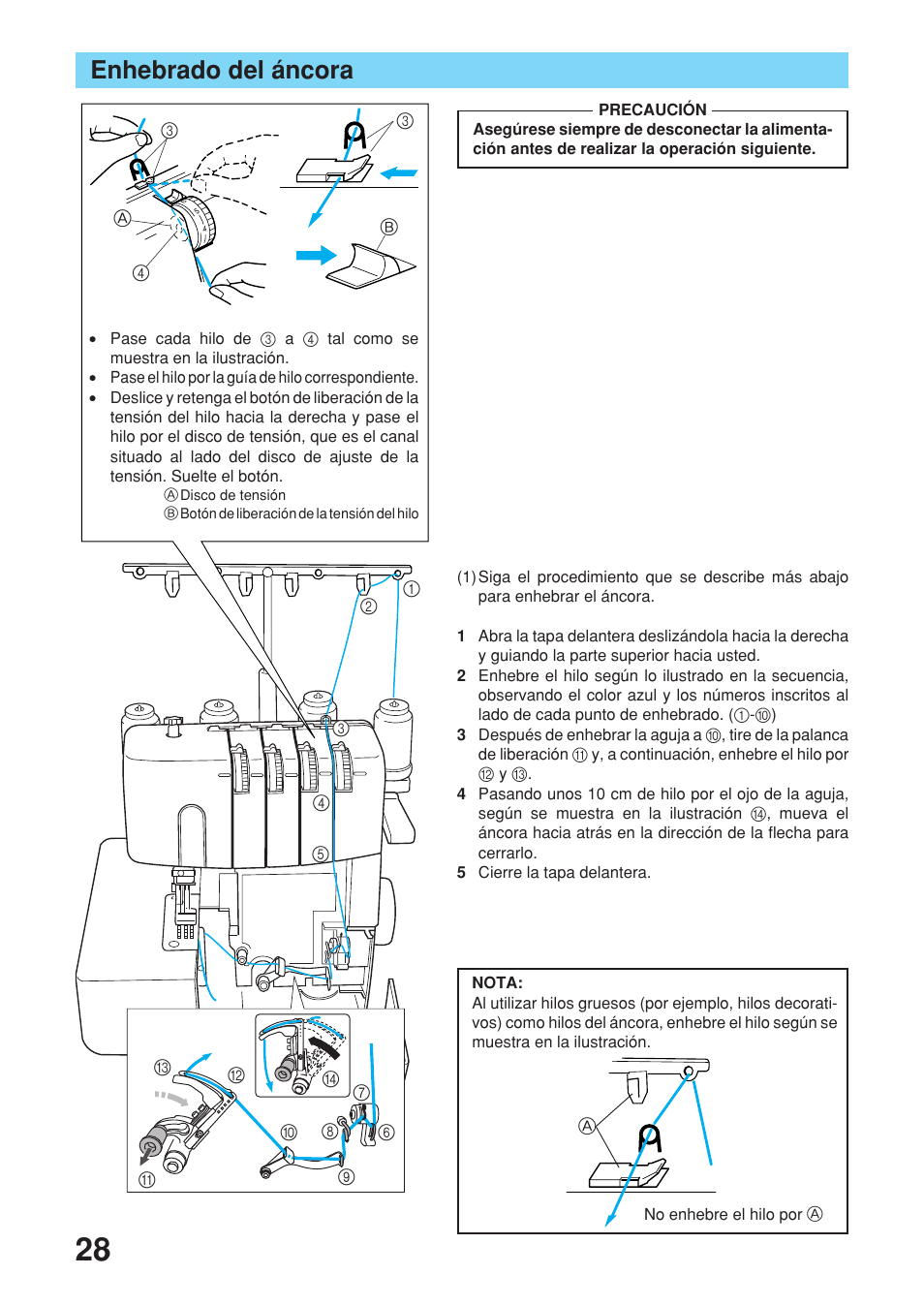 Enhebrado del áncora | Brother 2340CV User Manual | Page 30 / 40