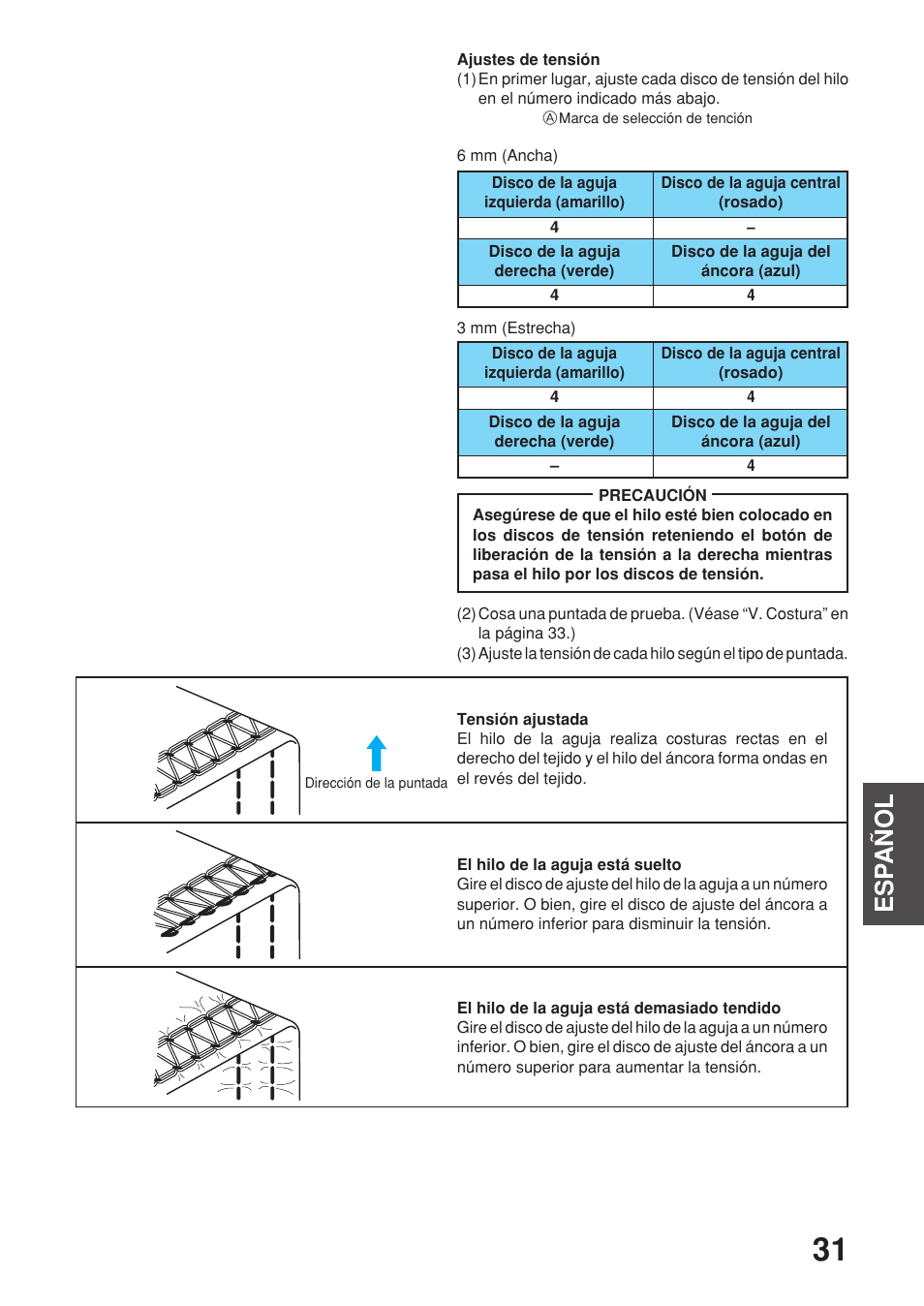 Esp añol | Brother 2340CV User Manual | Page 33 / 40