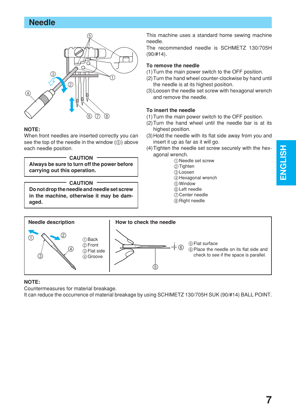 English needle | Brother 2340CV User Manual | Page 9 / 40