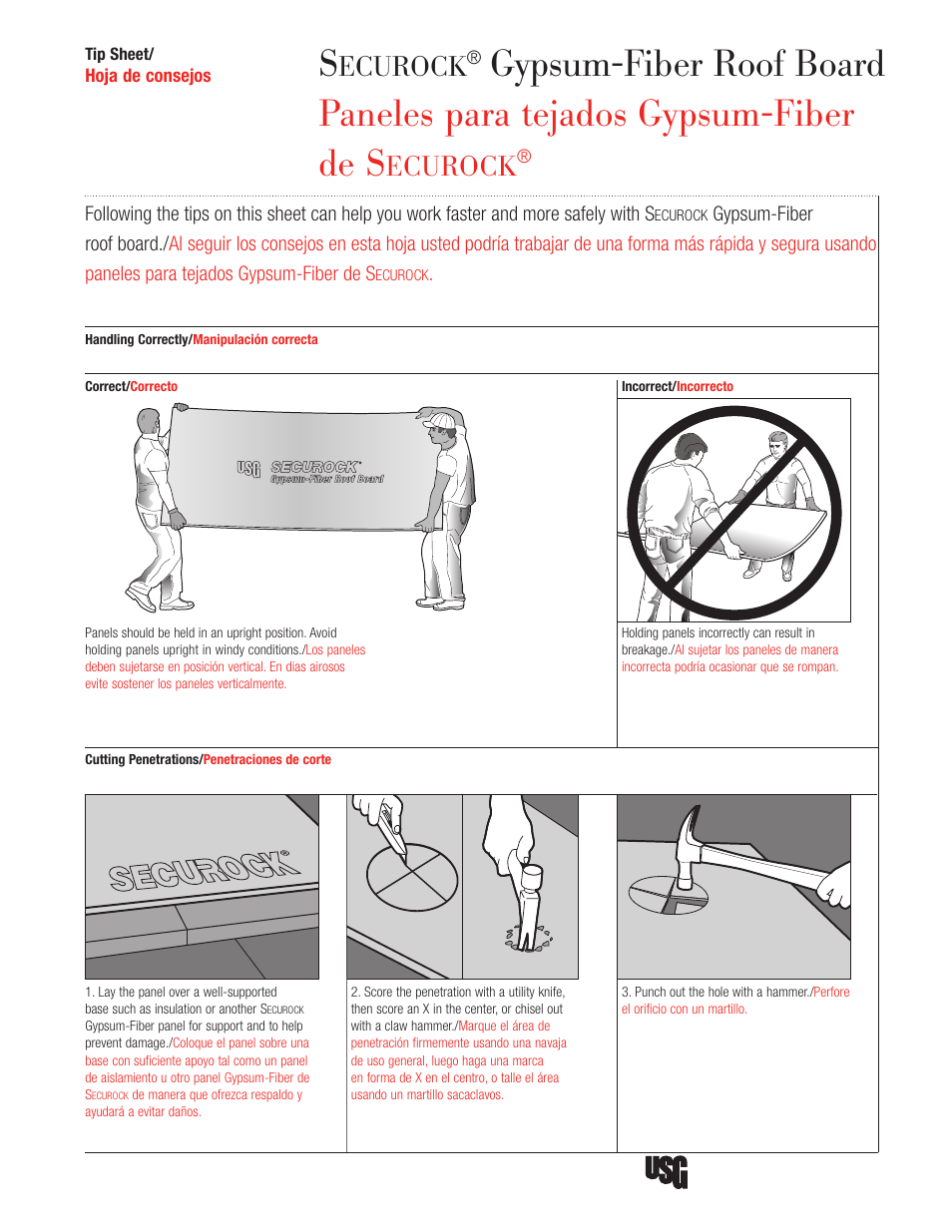 USG Securock Gypsum-Fiber Roof Board User Manual | 2 pages