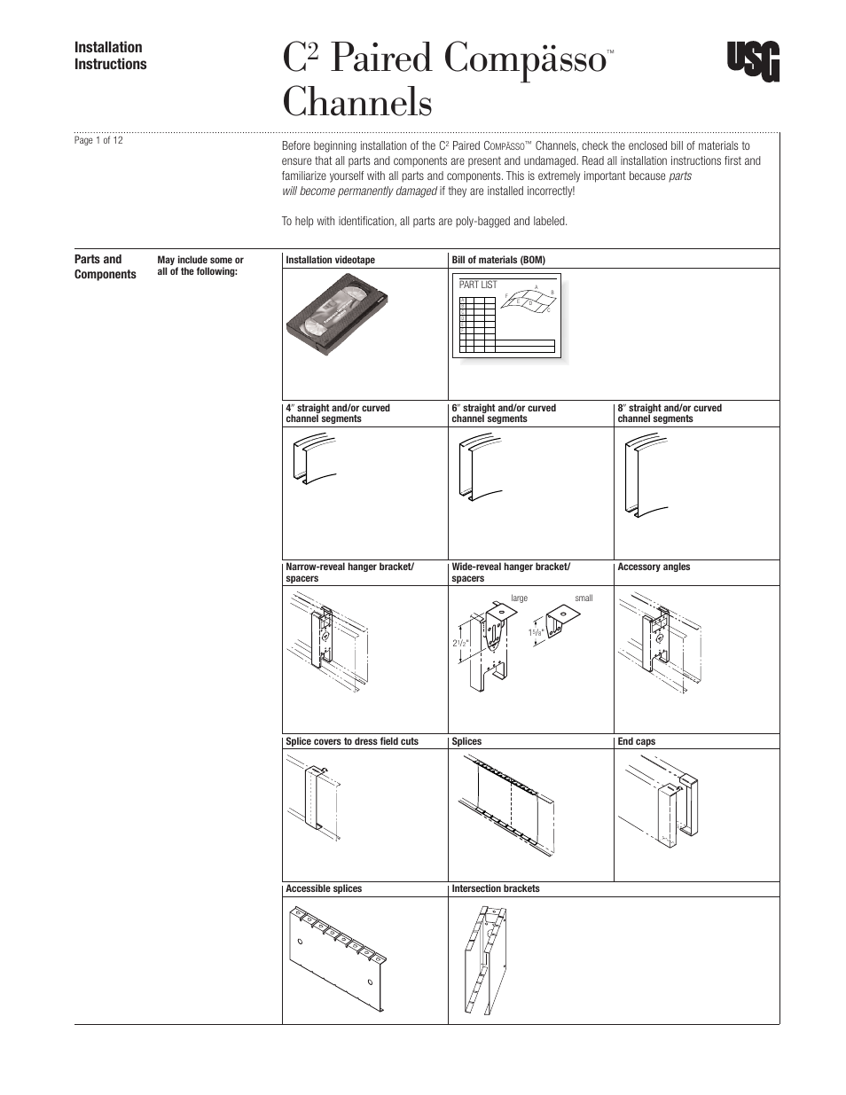 USG C2 Paired Compasso Channels User Manual | 12 pages