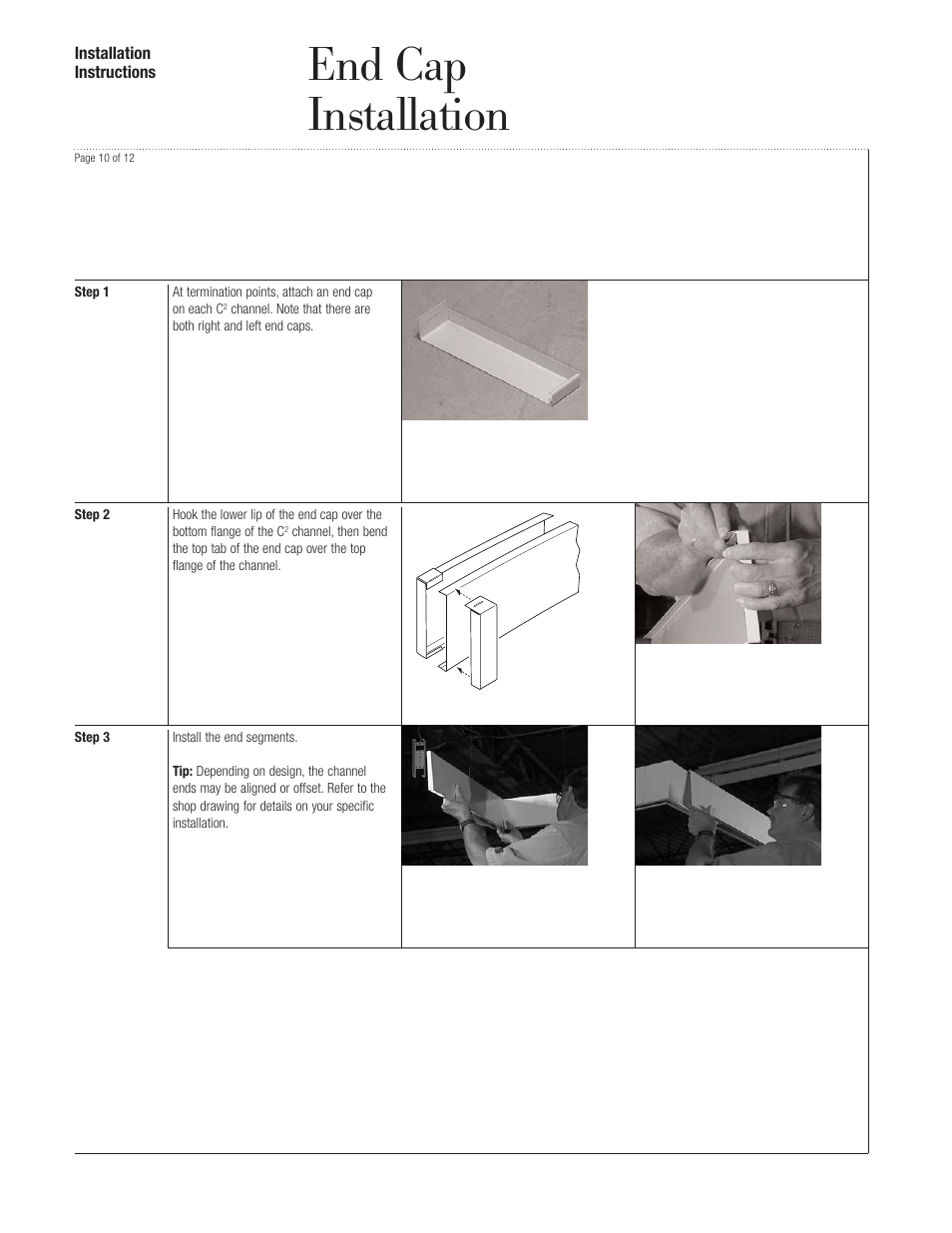 End cap installation | USG C2 Paired Compasso Channels User Manual | Page 10 / 12