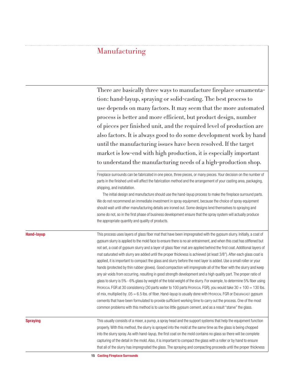 Manufacturing | USG Casting Fireplace Surrounds User Manual | Page 15 / 32