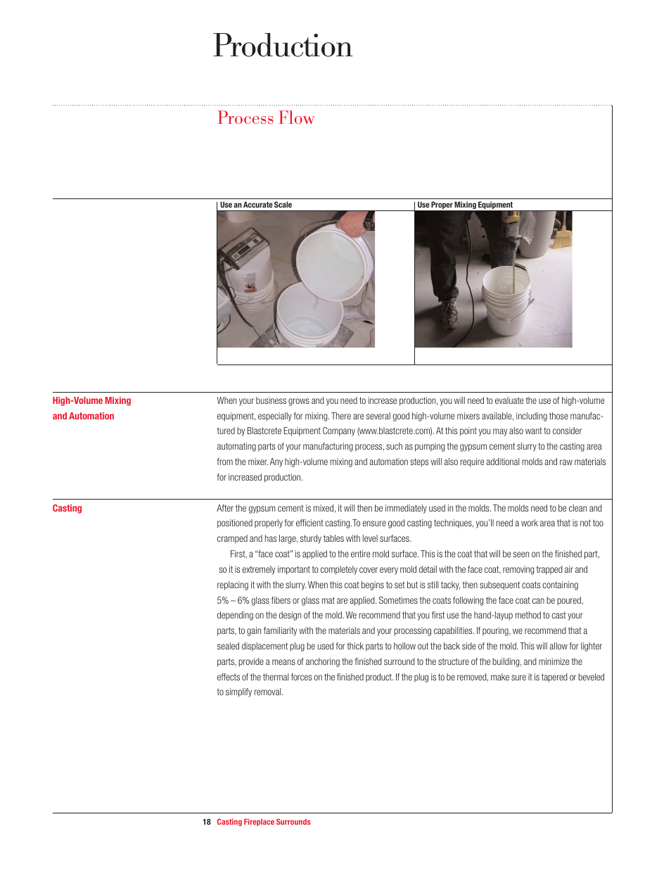 Production, Process flow | USG Casting Fireplace Surrounds User Manual | Page 18 / 32