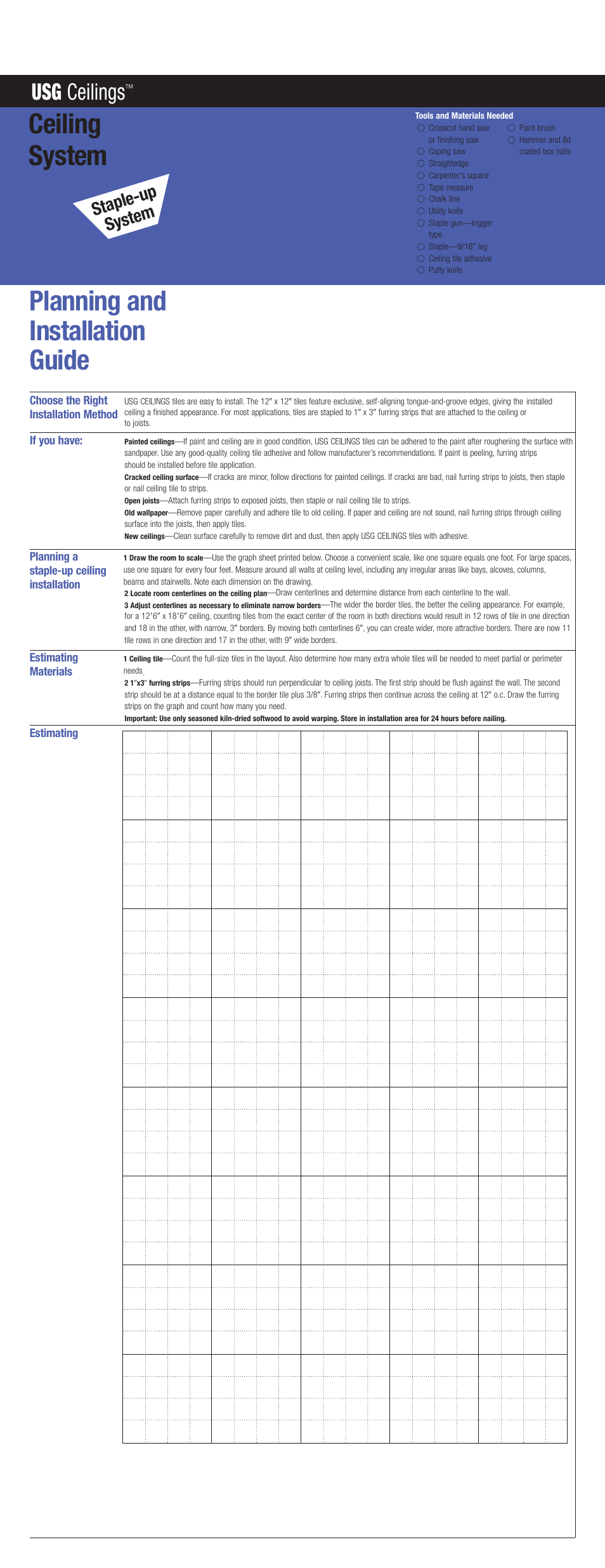 USG Ceiling System User Manual | 2 pages