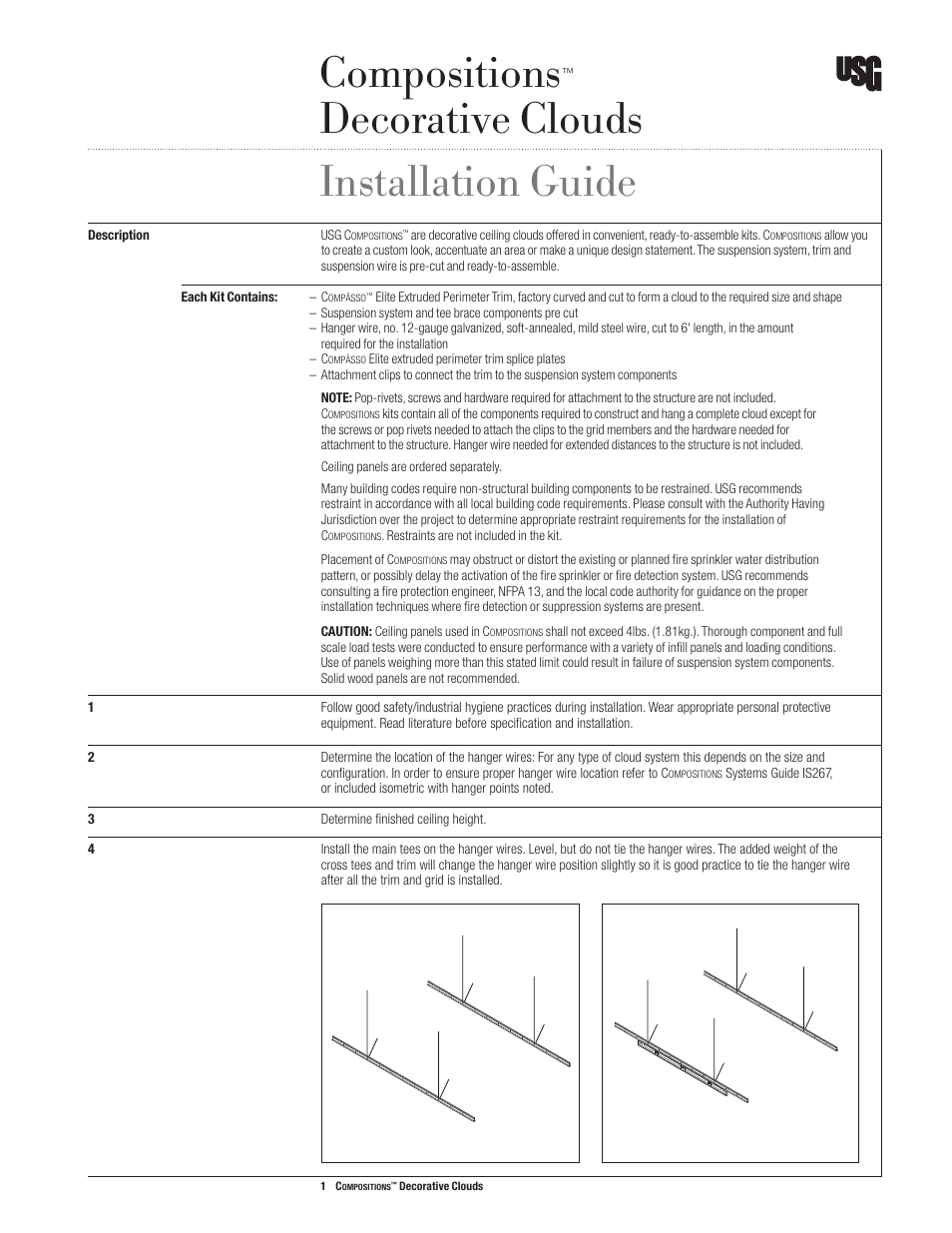 Compositions, Decorative clouds, Installation guide | USG Compositions Decorative Clouds User Manual | Page 2 / 8