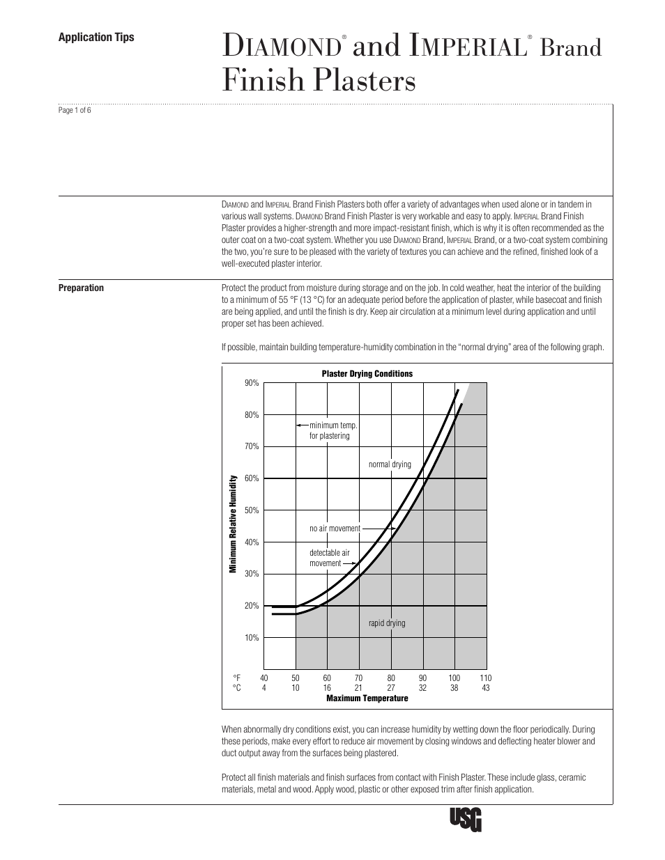 USG IMPERIAL Finish Plasters User Manual | 6 pages