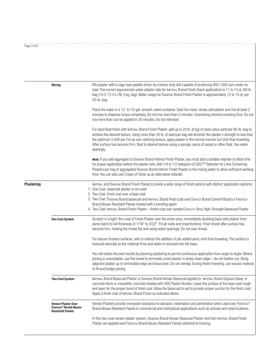 USG IMPERIAL Finish Plasters User Manual | Page 3 / 6