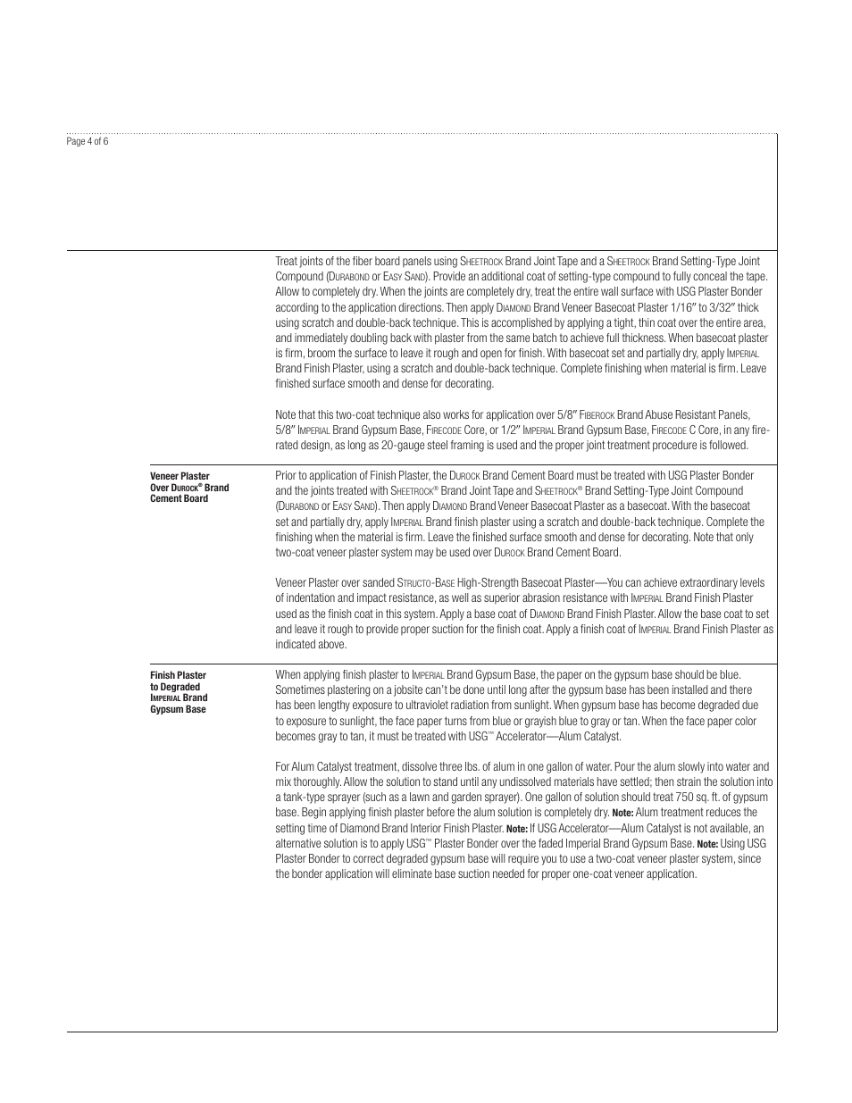USG IMPERIAL Finish Plasters User Manual | Page 4 / 6