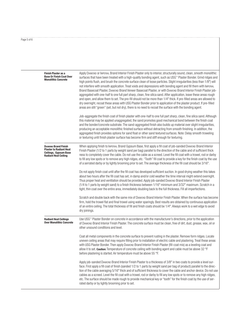 USG IMPERIAL Finish Plasters User Manual | Page 5 / 6