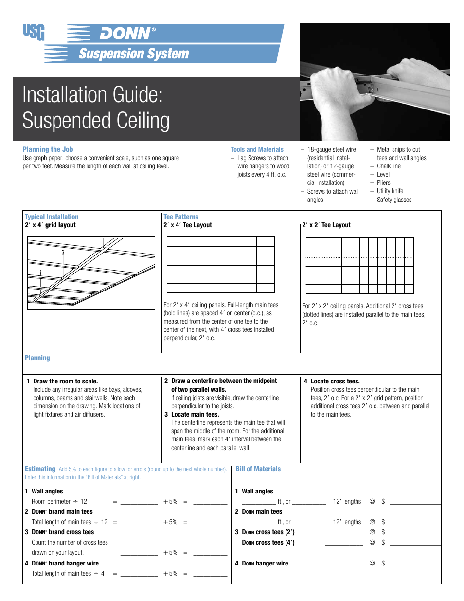 USG DONN Suspended Ceiling User Manual | 4 pages