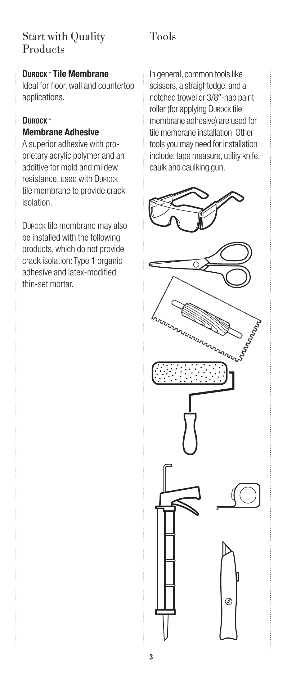 Tools start with quality products | USG Durock Tile Membrane User Manual | Page 3 / 7