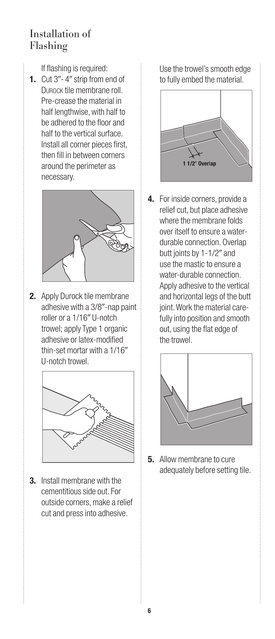 Installation of flashing | USG Durock Tile Membrane User Manual | Page 6 / 7