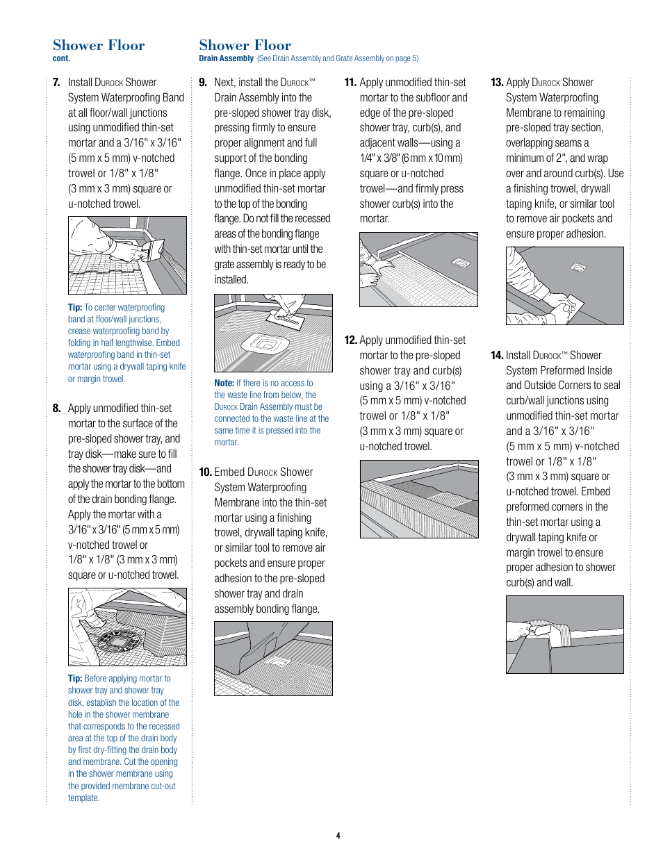 Shower floor | USG Durock Shower System User Manual | Page 5 / 16