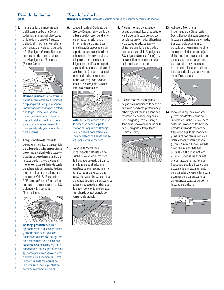 Piso de la ducha | USG Durock Shower System User Manual | Page 9 / 16