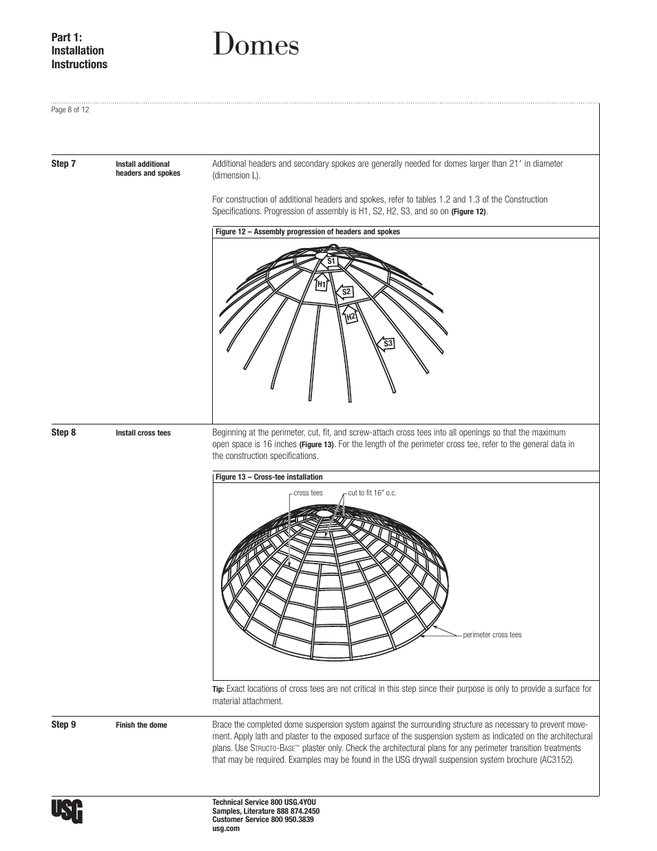 Domes, Part 1: installation instructions | USG Domed Ceilings and Barrel Vaults User Manual | Page 8 / 12