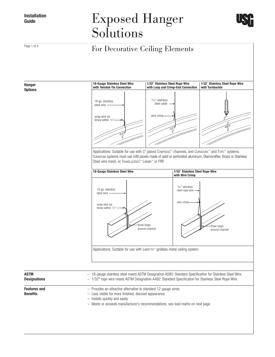 USG Exposed Hanger Solutions User Manual | 4 pages