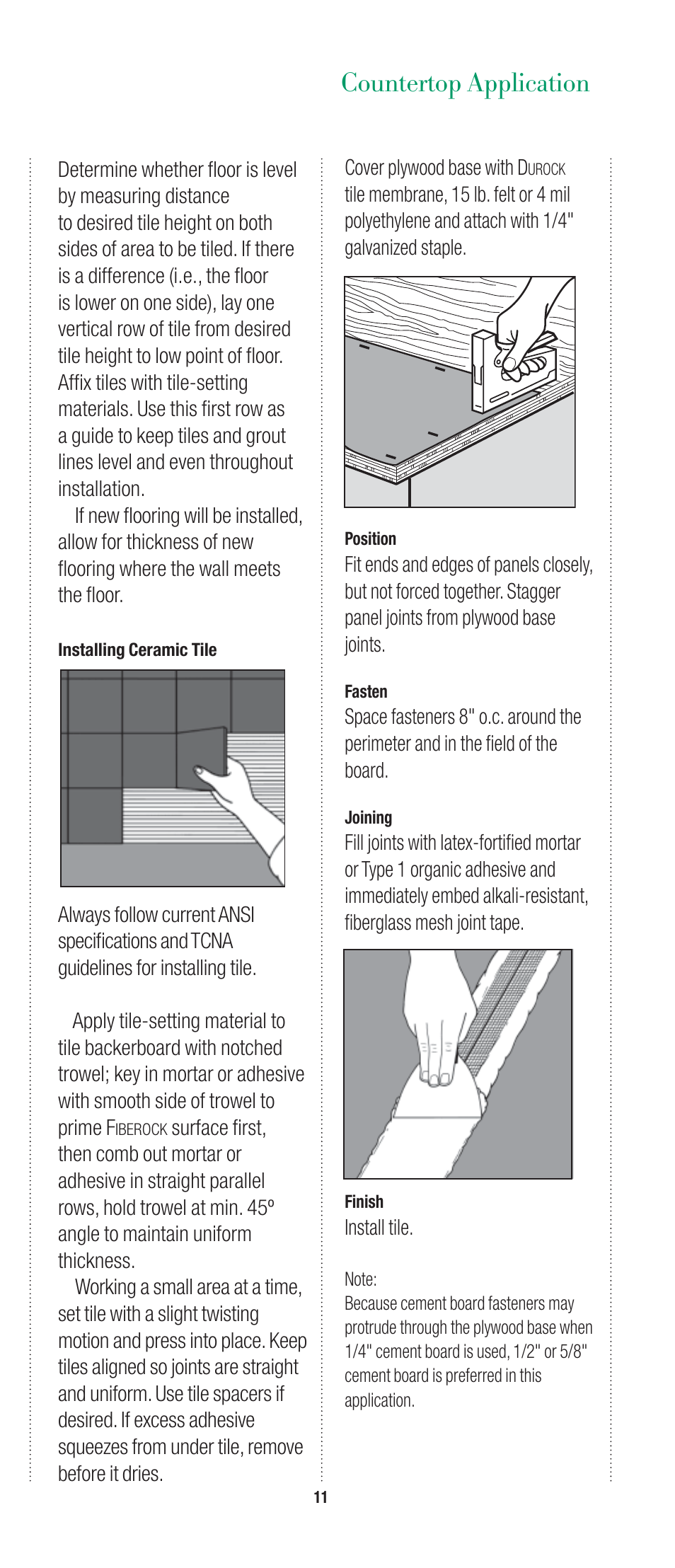 Countertop application | USG Fiberock Underlayment and Tile Backerboard User Manual | Page 11 / 12