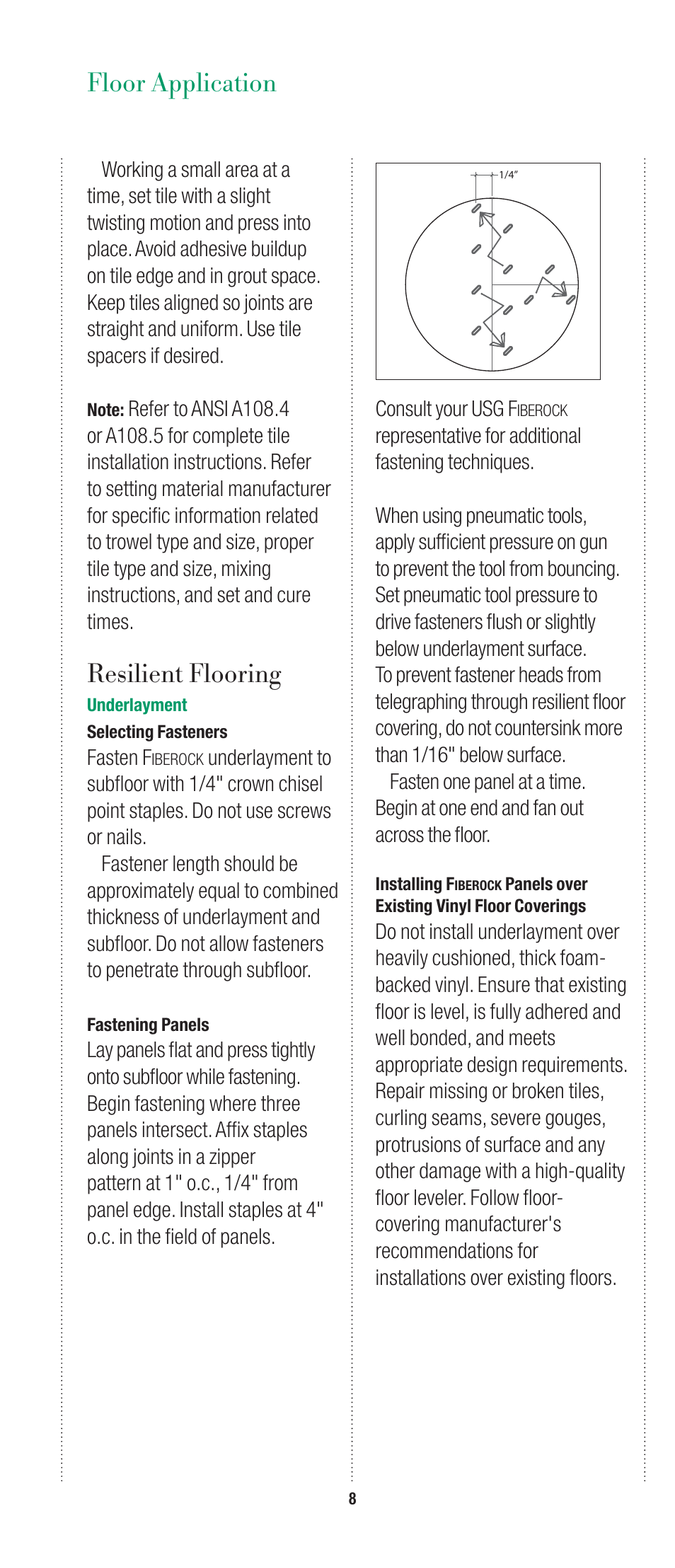 Resilient flooring, Floor application | USG Fiberock Underlayment and Tile Backerboard User Manual | Page 8 / 12