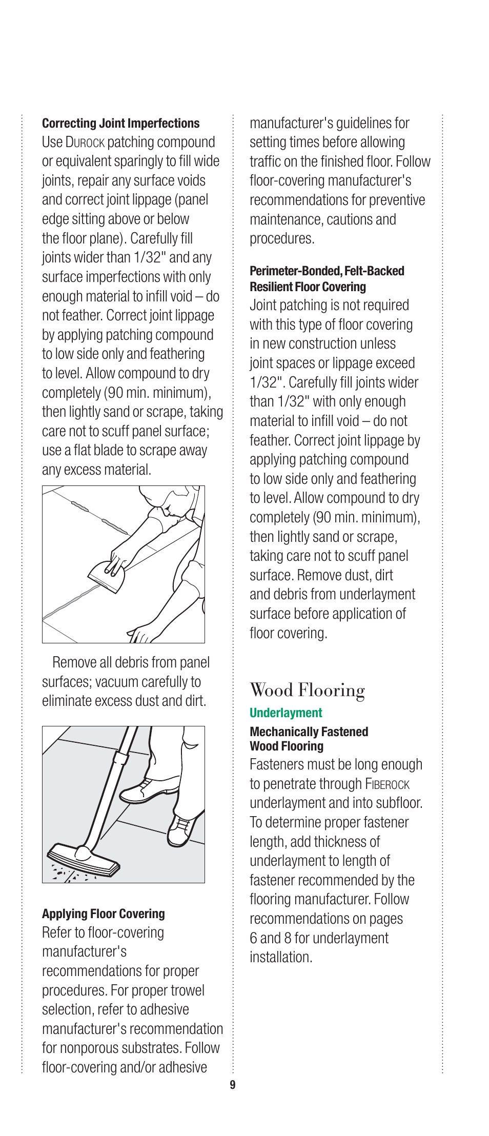 Wood flooring | USG Fiberock Underlayment and Tile Backerboard User Manual | Page 9 / 12