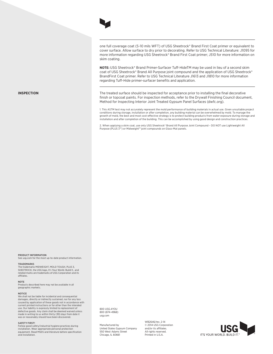 USG Finishing and decorating glass-Mat gypsu M panels User Manual | Page 3 / 3