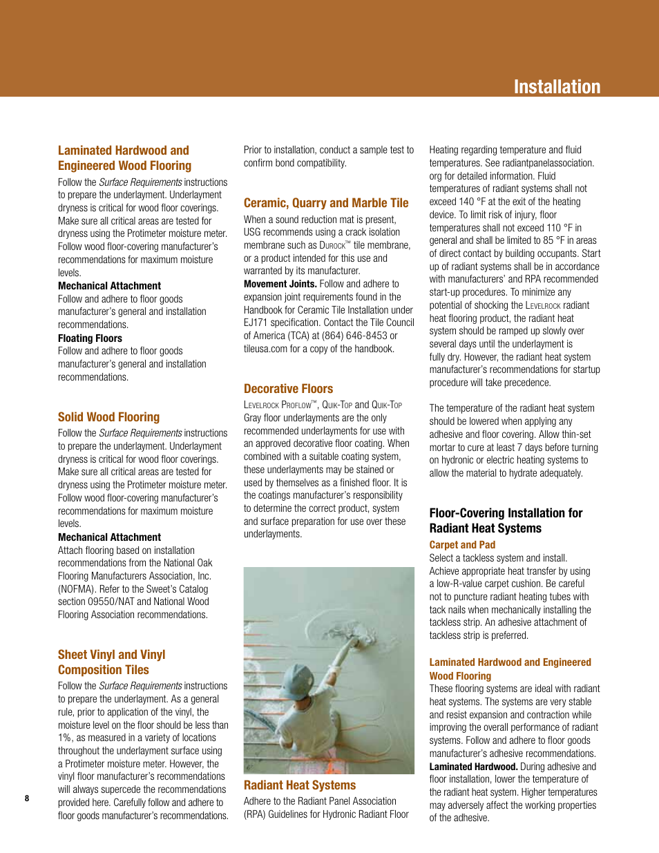 Installation | USG Levelrock Floor Underlayment Finished Floor User Manual | Page 8 / 16