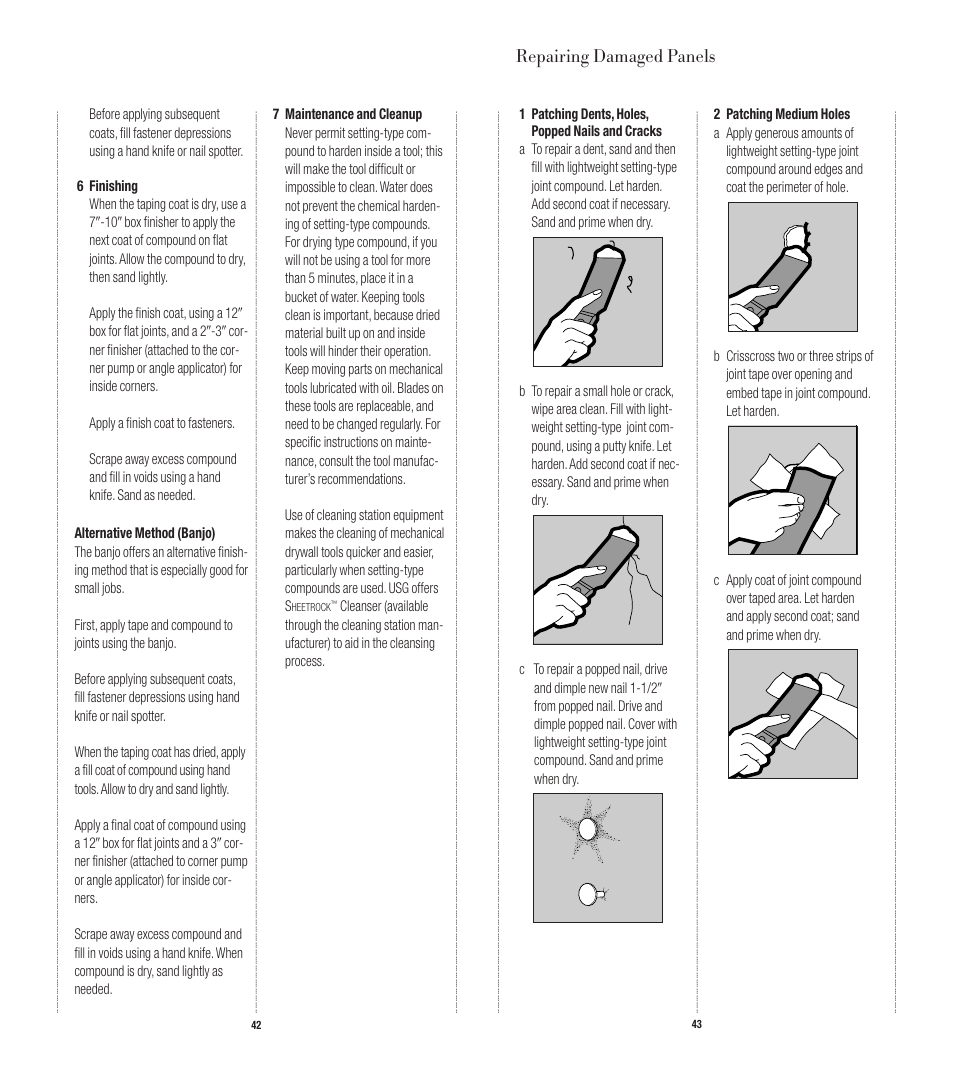 Repairing damaged panels | USG Manufactured Housing Handbook User Manual | Page 22 / 29